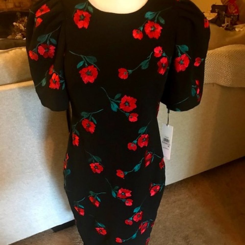 Calvin Klein Rose Puff Sleeve Dress Size 6